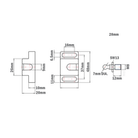 52-100-3 MODULAR SOLUTIONS PROFILE 30 SERIES BALL CATCH SINGLE STUD PLASTIC W/HARDWARE